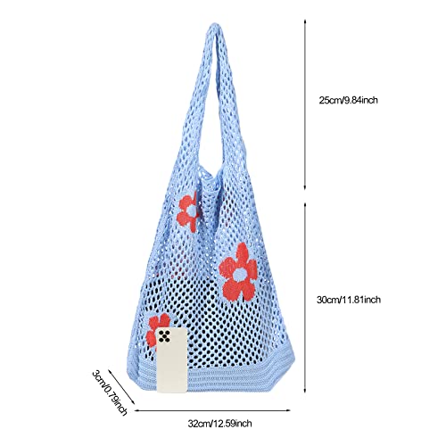 Image of Ovida Crochet Tote Bag Mesh Beach Bag Fairycore Hobo Bag Fairy Grunge Aesthetic Shoulder Bag Y2k Purse for Women Girls
