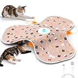FUGODIWI ‌‌Interactive Cat Toys for Indoor Cats‌ Adult‌ with Feather Tail Switchable Mouse Sounds, ‌Kitten Enrichment Toys‌ for Hunting Self Play, Automatic Rechargeable Quiet Game to Bored (Pink)