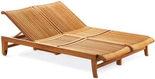 Giva Grade A Teak Multi Position Sun Giva Double Chaise Lounger Steamer with Slide Out Tray Outdoor - Furniture only #TSCHGV2