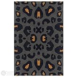 Teppich homes Hand Tufted Wool Area Rug with Abstract Leopard Motif, Luxury Black Grey Carpet with Gold Accents for Living Room Bedroom, Rectangular Floor Rug in 2x3, 8x10, 9x11, 10x13
