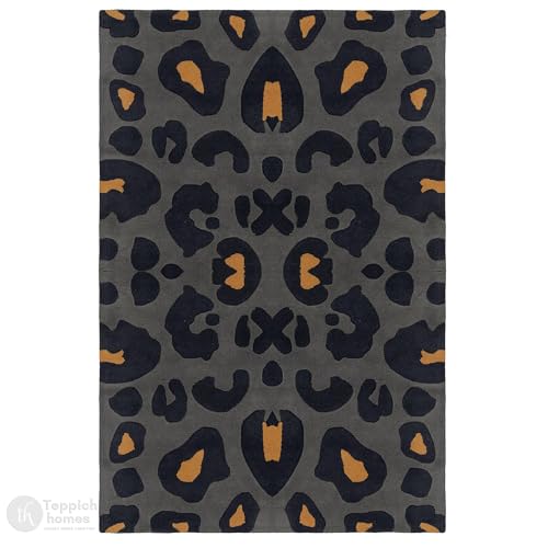 Teppich homes Hand Tufted Wool Area Rug with Abstract Leopard