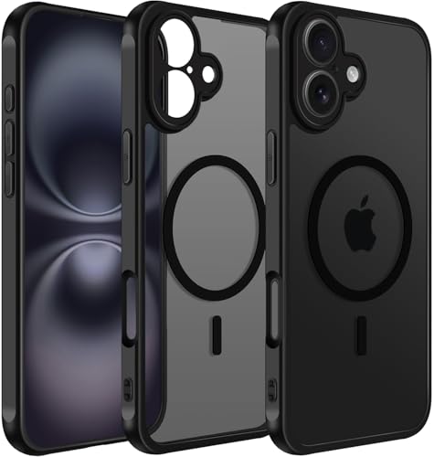 Image of Amozo for iPhone 16 PlusBack Case Cover | Defence Series Matte Mag-Safe Camera & Drop Protection Back Cover Case for iPhone 16 Plus (Polycarbonate|Black)
