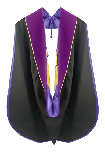 Image of Deluxe Graduation Doctoral Gown Doctoral Hood and Tam 8 Sided Package with Gold Piping Doctoral Regalia