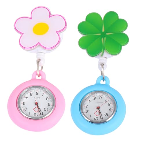 ANDRESLAD 2個 ナーステーブル pocket watch ウルトラを見る デジタル時計 ラペルピン 看護師 女性の腕時計 格納式ナースウォッチ 看護懐中 ミラー材質:普通のガラスミラー