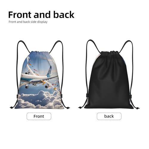 Drawstring Backpack Airplane Drawstring Bag Sports String Bag Gym Sackpack for Women Men3