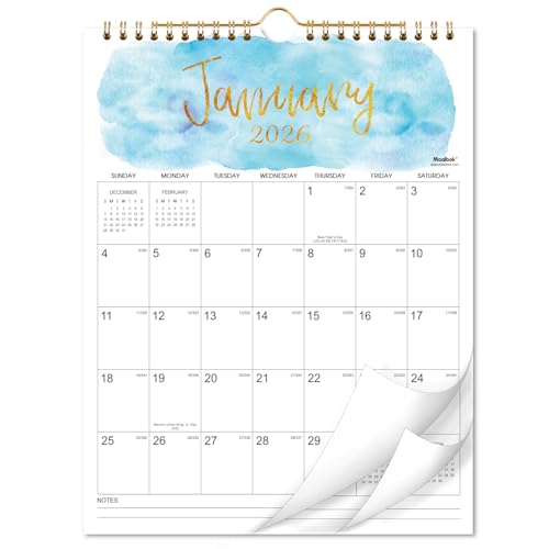 2026 wall calendar - hanging wall calendar 2026 from january 2026 - december 2026 11434 x 14634 twin-wire binding large blocks with julian dates perfect for planning