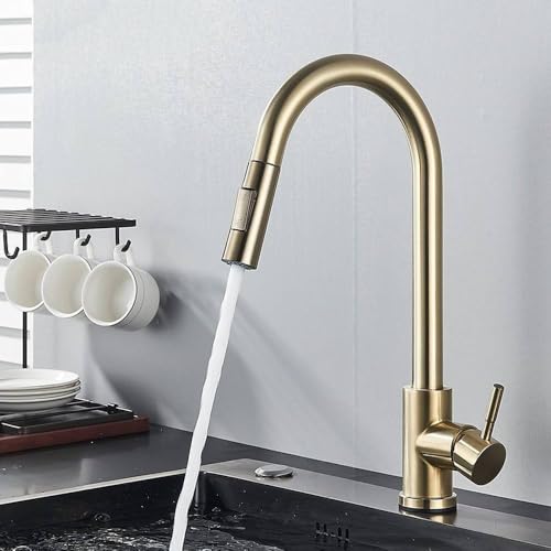 Robinet de cuisine tactile noir mat mitigeur extractible eau chaude et froide pivotant 360
