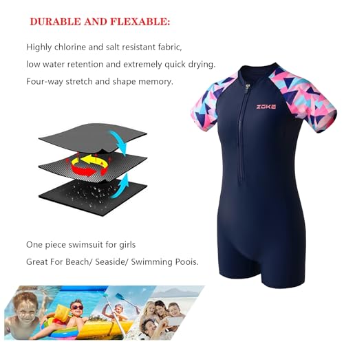 karrack Girls One Piece Swimsuit Kid Swimsuit Girls Water Sport Swimsuit UPF 50+ Sun Protection Bathing Suits3