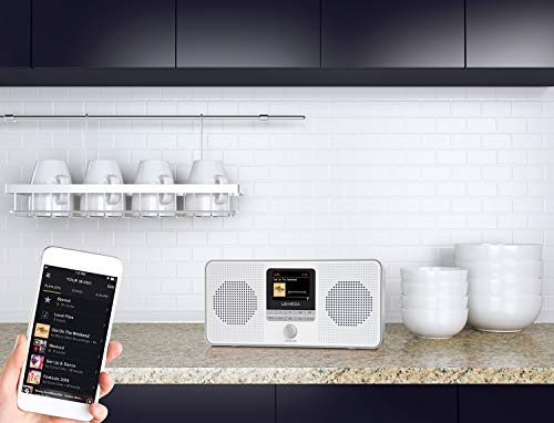 LEMEGA IR4 Portable Stereo Internet Radio,FM Digital Radio,WIFI,Spotify Connect,Bluetooth,Dual Alarms&Clock,Kitchen/Sleep/Snooze Timer,40 Pre-sets,Headphones,Built-in Battery and USB Powered-Cold Gray - Thumbnail 2