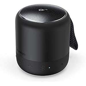 soundcore Anker Mini 3 Bluetooth Speaker, BassUp and PartyCast Technology, USB-C, Waterproof IPX7, and Customizable EQ Black