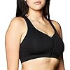Jockey-Womens-Zip-Front-Seam-Free-Bra Jockey Women's Bras Mid Impact Zip Front Sports Bra, Black, m