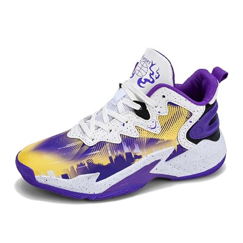 Kids Basketball Shoes Boys High-top Sports Shoes Sneakers Durable Lace-up Non-Slip Girls Running Shoes