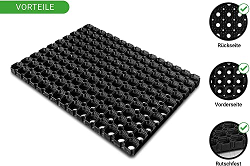 HPFloor Ringgummimatte-Wabenmatte I 80 x 120 cm Gummimatte I Flexibel einsetzbare Antirutschmatte I Witterungsresistente Ringgummimatte I gummibodenbelag Außen- Innenbereich