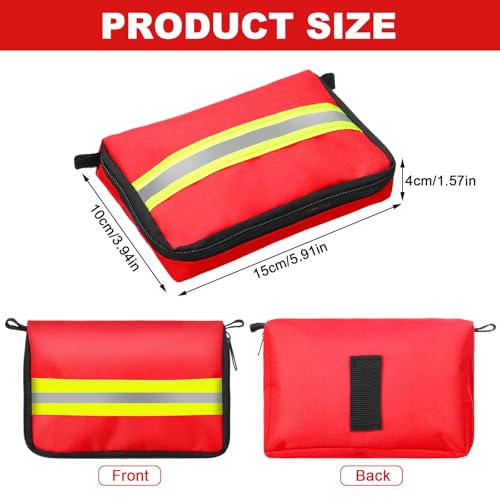 Image of Threlaco 6 Pcs Lifeguard Mini First Aid Kit Empty Bag 5.91 x 3.94 x 1.57 Inch with Reflecting Strips Zippered for Emergency Car Home Office Kitchen Sport Outdoors Camping Hiking