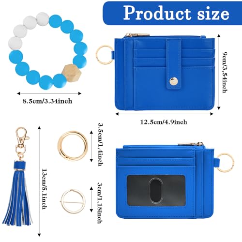 Image of KNGITRYI Wristlet Wallet for Women,RFID Keychain Wallet with Beaded Strap | 8 Card Slots,ID Window,Zipper Pocket,Leather Tassel,Compact Design