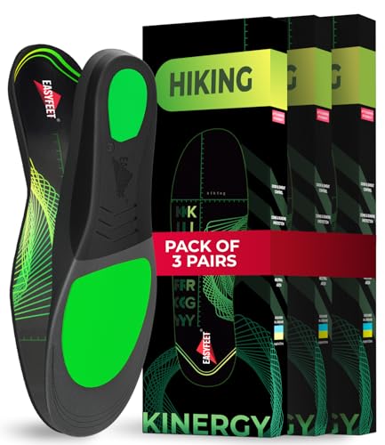 Image of Hiking Boot Insoles Men Women - Arch Support Inserts - Cushioned Hike Orthopedic Insoles - Man Women Shoe Inserts - Running Sports Fitness Walking Soles - 3 Pairs - M