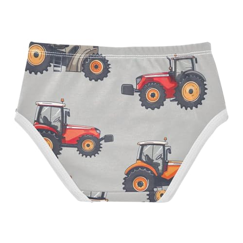 Kids Underwear, Cartoon Tractors Grey Toddler Girl Panties, Girls Underwear Cotton, 2T–8 Years2