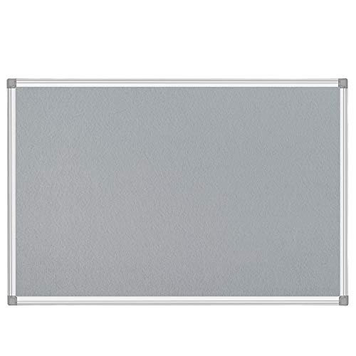 BIBOC Grey Fabric Bulletin Board, 36 x 24 inch, Wall Mounted Fabric Notice Board Cork Bulletin Board, Felt Board, Pin Board, Memo Board Sliver Aluminum Framed for Homes or Offices School
