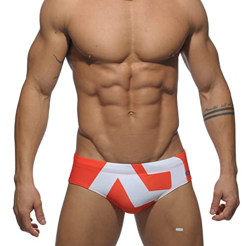 AHMXYG Bañadores de Natación para Hombre Calzoncillos de Baño Playa Trajes De Baño Deporte Secado Rápido Moda Shorts STDK1 (Naranja, M)