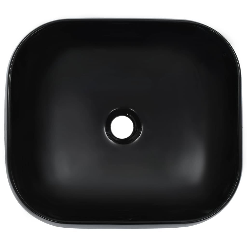 vidaXL Lavabo Sanitario Baño Servicio Fregadero Piezas de Fontanería Bricolaje Instalación Decoración Aseo Grifería 44,5x39,5x14,5 cm Cerámica Negro