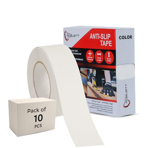 Image of Robustt Anti Skid /AntiSlip 18 Meter 50MM (White) - Pack of 10 Fall Resistant with PET Material and Solvent Acrylic Adhesive Tape for Slippery Floors, Staircase, Ramps, Indoor, Outdoor Use