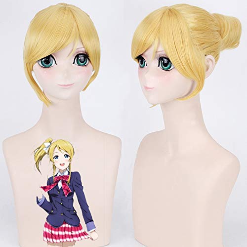 Love Live Eli Ayase Cosplay Wig Golden Blonde Short Heat Resistant Synthetic Hair Ellie Women Anime 