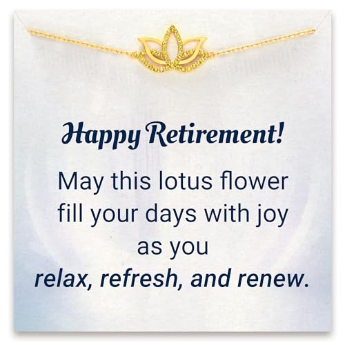 STORYJEWELLERY Retirement Bracelet, Retirement Gift for Woman, 2025 Retired Gifts for Nurse Teacher and Coworker, Lotus Bracelet for Women