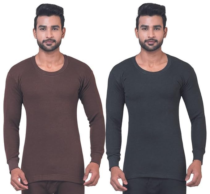 aivira 2 Men Winter Thermal TOP Warm Round Neck Inner Brown Black for Men-picture-24