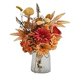 NAWEIDA Autumn Artificial Flower Bouquet in Vase, Fall Silk Flower Arrangement, Faux...