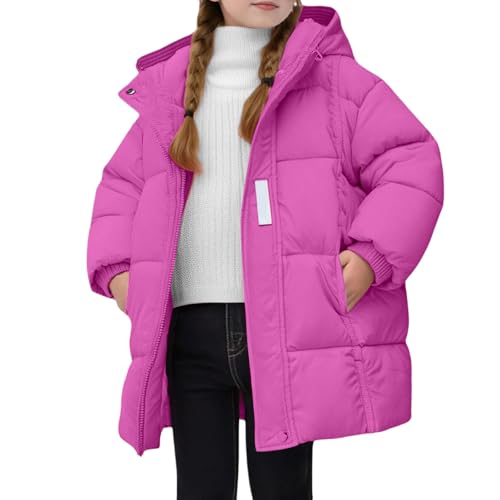 Girls Puffer Jacket Heavyweight Full Zip Winter Hooded Coat Warm Water-Resistant Down Coats Snow Outwear with Pockets