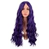 MapofBeauty 28 Inch/70 cm Long Wavy Middle Part with No Bangs Synthetic Fiber Curly Fashion Women Party Cosplay Wig (Dark Purple)