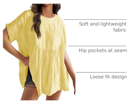 Image of Tankaneo Womens Summer Babydoll Tops Casual Loose Fit Peplum Oversized Tunic Shirts