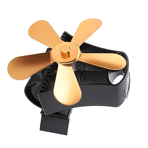 Rcniso Ventilador de Estufa de Leña, Ventilador para Hogar Montado en Pared Magnética, Funcionamiento Silencioso, 5 Aspas, de Estufa de Leña Alimentado por Calor, Quemador de Madera (Oro)