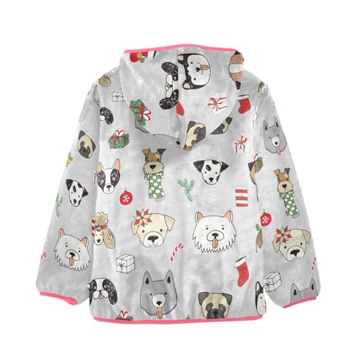 OTVEE Christmas Dogs Doodle Kids Hoodie Jacket Fall Spring Full Zip Warm Outwear Coat2