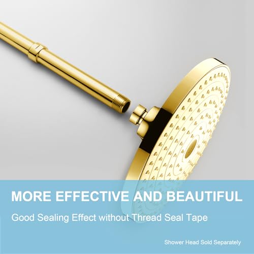 OFFO Shower Head Extension Arm, Shower Arm Extension Shower Head Extender Made of 304 Stainless Steel Shower Pipe Extension, Bright Gold 12 in by OFFO - Used condition - Image 2