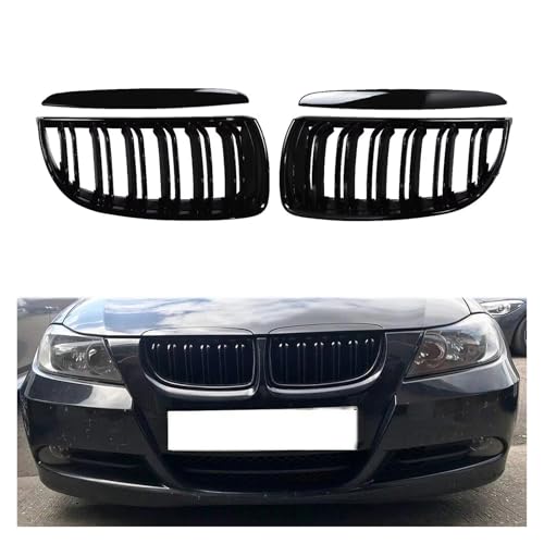 Calandre BMW Série 3 E90 E91 grille de radiateur avant double ligne argent - 2
