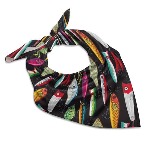 TZTTZT Bandanas para mujeres y hombres, coloridos señuelos de pesca, bandana, diadema, pañuelos, máscara facial, bufanda, Negro, 46 cmx46 cm