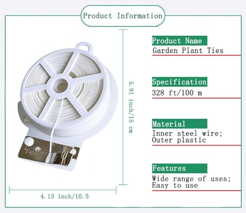 Twist Tie, 328 Feet (100m), white cable ties with Cutter, Garden Plant Ties Reusable, white Twist Ties for plants Gardening Tomatoes Tie garden ties for plants,garden twist ties flowers Climbing - Thumbnail 2
