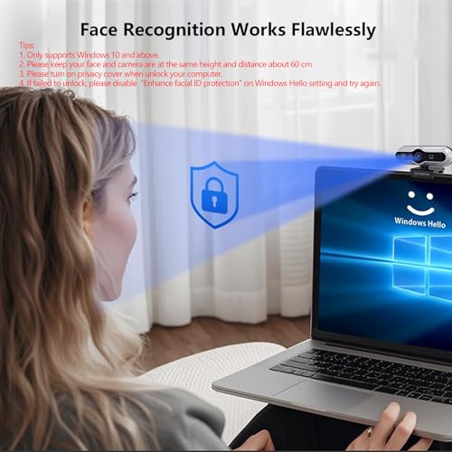 MOERTEK 2K HD Webcam with Infrared Windows Hello Facial Recognition, Computer Camera, Privacy Cover, Noise Canceling Microphones, Laptop Webcam For Video Conferencing, Live, Streaming, Online Learning by MOERTEK - Used condition - US$42.74
