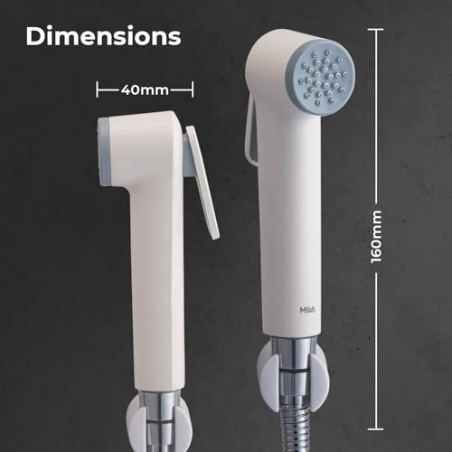 Image of Mila Health Faucet Snowdrift | ABS White Handheld Bidet Spray| with 1.2m SS304 Hose Pipe | Modern Jet Spray for Toilet Hygiene | Anti-Slip Grip, Leak-Free, Easy Install | Bathroom Fitting