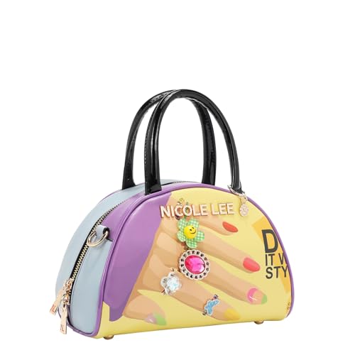 Nicole Lee Mini Dome Bag, Vegan Leather, Jeweled Floral Design (NAIL POLISH)2