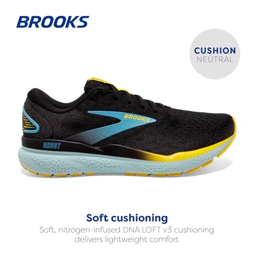 Brooks Herren Ghost 16 Sneaker, Schwarz, geschmiedetes Eisen, Blau, 46.5 EU