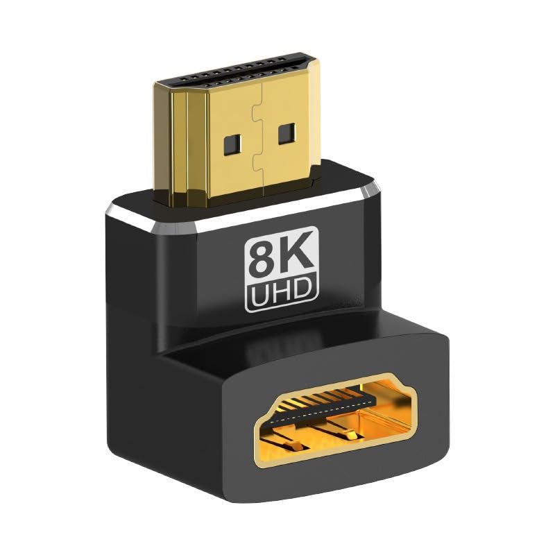 ALLVD HDMI 変換 to HDMI 8K超清画質で、拡大は歪まない HD-MI変換アダプタは 真の8K解像度画質は、hdmi 延長コネクタ 90度は16倍の2 K画質の鮮明さに等しく、単方向のみの変換に対応/逆方向変換非対応 (ブラック)