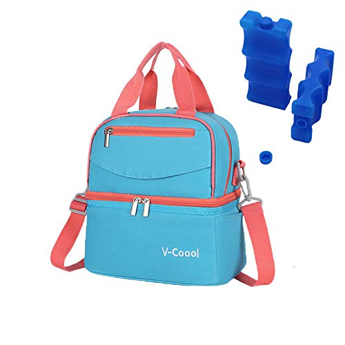 Rufun Geïsoleerde tas voor babyfles, borstmelk, lunch, koeler, verwarmend, waterdicht, 2 ijszakken inbegrepen blauw