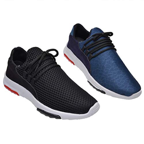 Kit 2 Pares De Tenis Running (Azul e Preto, 42)