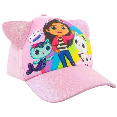 DreamWorks Gabby's Dollhouse Girls Baseball Cap | Kids Baseball Cap with 3D Ears | Glitter Beach Hat | One Size Pink2