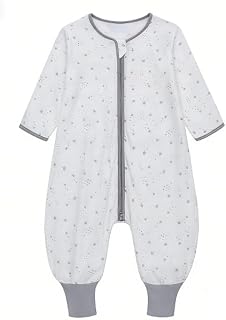 Baby Schlafsack Sommer mit Füßen 0.5 Tog 100% Baumwolle Kinder Sommerschlafsack mit Ärmel für Jungen und Mädchen