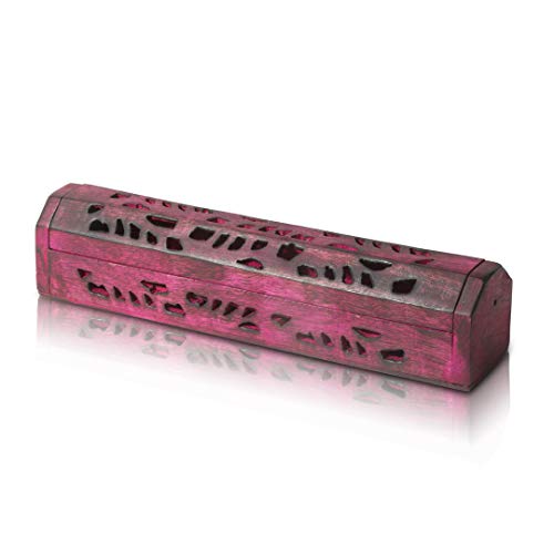 Wooden Incense Stick & Cone Burner Holder Coffin with Storage Compartment Organic Eco Friendly Ash Catcher Agarbatti Holder Rustic Style for Meditation Yoga Aromatherapy Home Fragrance Products