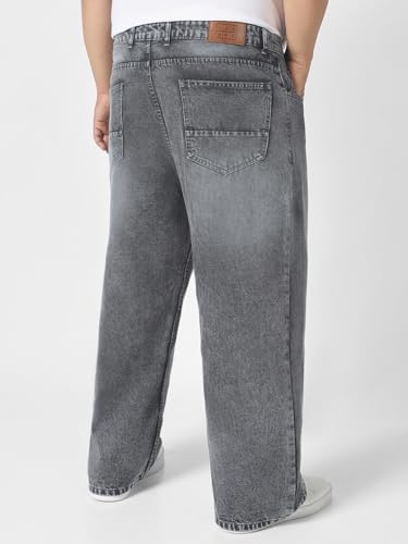 Image of Urbano Plus Men's Loose Baggy Fit Washed Jeans Non-Stretchable