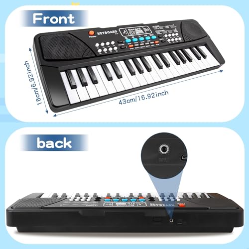 Klavier Keyboard, Digital Piano 37 Tasten Keyboard mit Mikrofon Multifunktions Musik Geschenk für Kinder